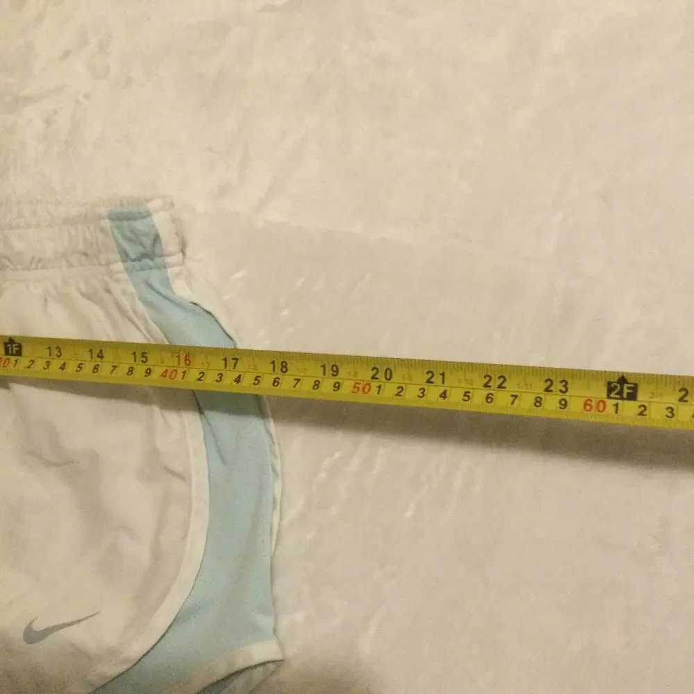 Nike Dri Fit Running Shorts Women S White/Blue Brief-Lined Mesh Sides‎